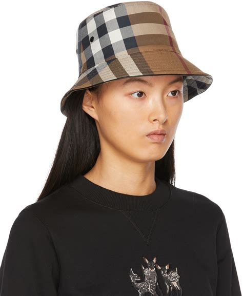 bucket hat burberry white|Burberry check wool bucket hat.